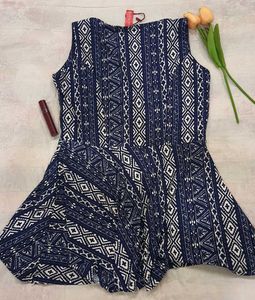 Blue High Low Crepe Top