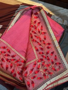 Pink Embroidered Saree