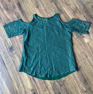 Cold Shoulder Net Top