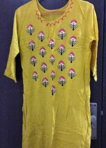 Embroidered Yellow Kurta