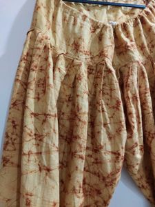 Pure Cotton Batik Suit In Brown &amp; Yellow
