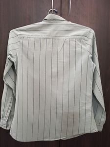 Hancock Woman Green&amp; Navy Blue Striped FormalShirt