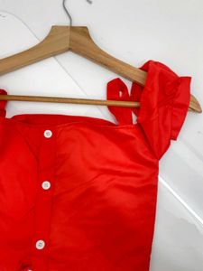 Red Off-Shoulder Crop Top