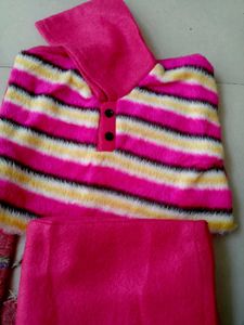 winter top bottom set with cap