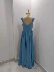 Elegant Blue Lace Maxi Dress