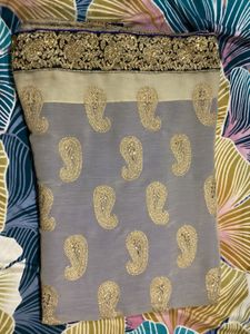Elegant Gray &amp; Gold Sari