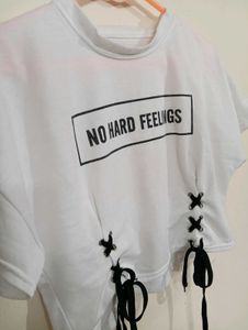 Cute White Graphic Crop Top