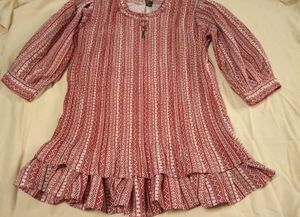 Red & White Print Tunic Dress