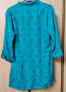 Teal Floral Print Tunic Top