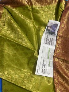 Beautiful Silk Saree - Pista Green + Maroon