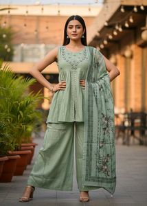 New Lime Green Embroidered Dress for Women