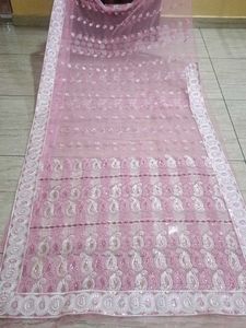 Pink &amp; White Embroidered Sarri