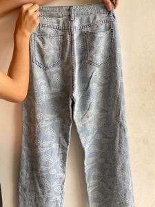 Paisley Print Wide Leg Jeans