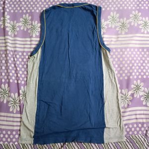 Blue And Grey Sleevless Tshirt