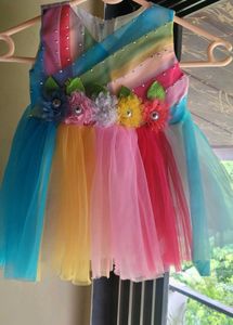 Rainbow Tulle Flower Girl Dress