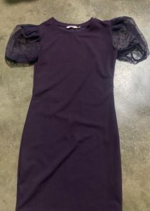 Purple Sheer Sleeve Dress