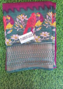 Vintage Parrot &amp; Floral Print Fabric