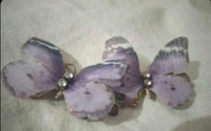 lavender colour butterfly clips with stone