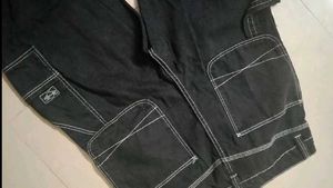 Cargo 6 Pocket Denim Jeans Black