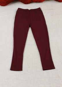 Korean Maroon Jeggings With Pocket