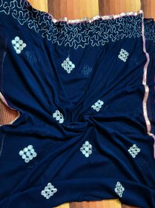 Women Thread Mirror Embroidered Cotton Print Suit