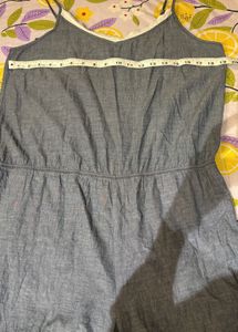 Denim Lace Trim Romper