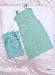 Sage Green Slip Dress & Pants Set