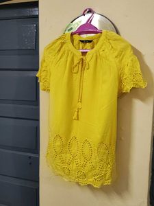 Yellow Color Cut Work Top