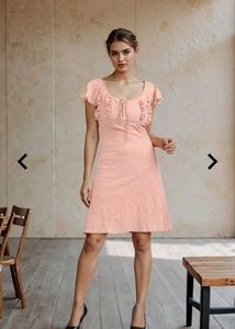 Peach Ruffle Detail Mini Dress