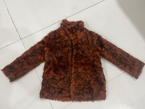 Rust Color Furry Coat For Women