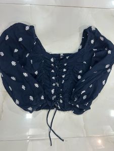 Floral Tie-Front Long Sleeve Top
