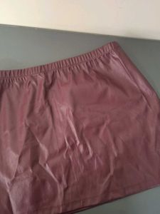 burgundy Faux Leather Mini Skirt
