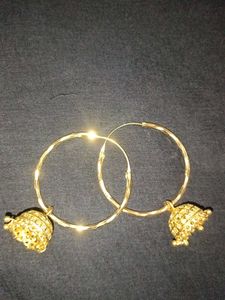 Gold Jhumka Hoop Earrings