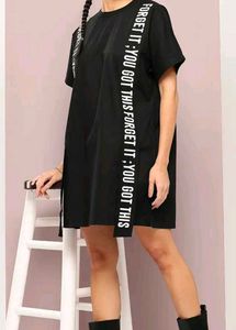 Black Graphic Print T-Shirt Dress