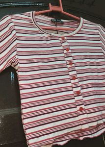 Striped Button-Up Tee