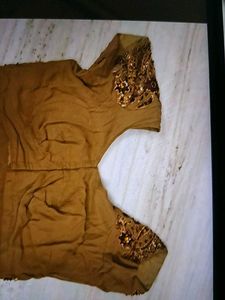 Brown Embroidery Saree