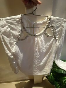 Elegant Embellished White Top