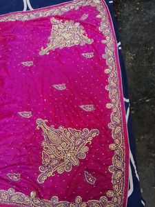 It Is Shimmer Rani Pink Double Shade Work Saree