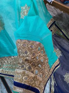Elegant Blue &amp; Green Saree