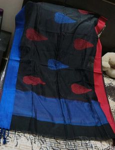 Women Black Silk Thread Embroidered Dupatta