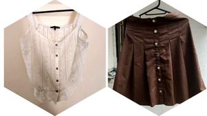 Buttoned Top &amp; Skirt Set