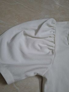 White Puff Sleeve Crop Top
