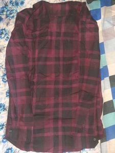 Burgundy Plaid Flannel Shirt