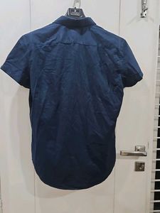 Half Sleeve Navy Blue Cotton Shirt