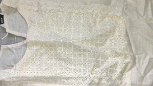 White Eyelet Straight Kurta