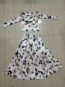 Floral Off-Shoulder Top &amp; Pleated Skirt Set