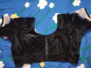 Black VELVET Embellished Blouse