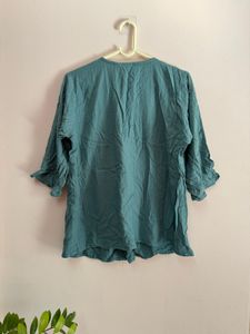 Embroidered Teal Top