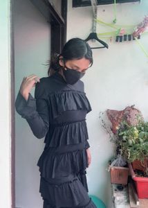 Elegant Black Ruffled Dress