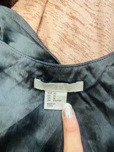 H&amp;M Grey Satin Ruffle Dress